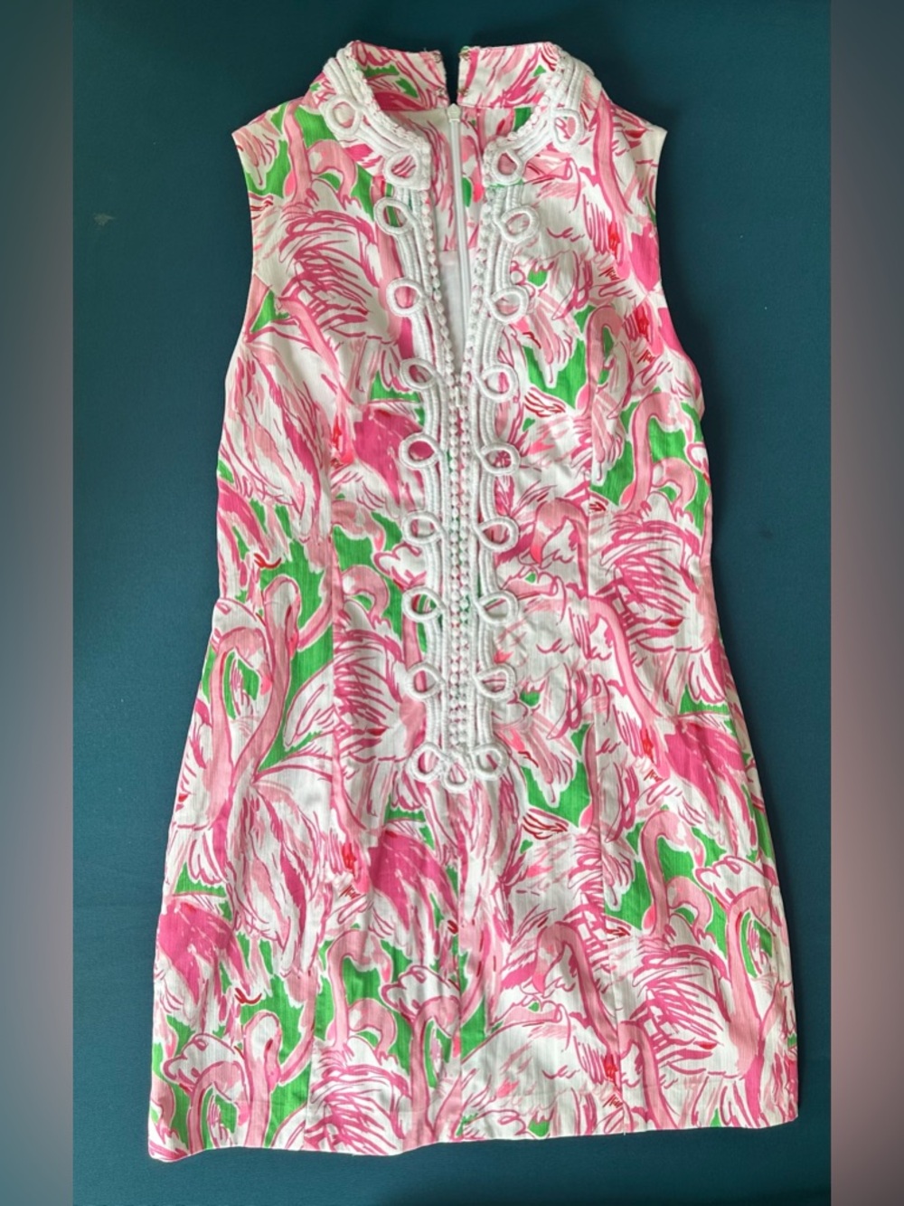Lilly Pulitzer Mini Shift Dress Women’s size 0 Pink and Green Resort Vaca Dress